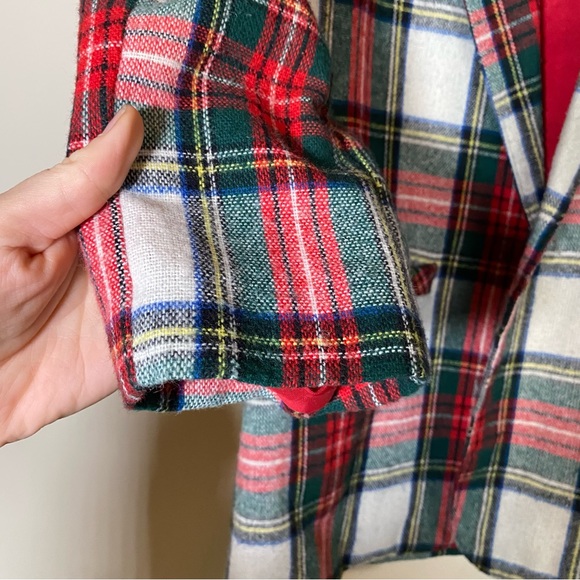 Chad Stevens tartan ivory plaid Christmas blazer open women’s small - Picture 3 of 12
